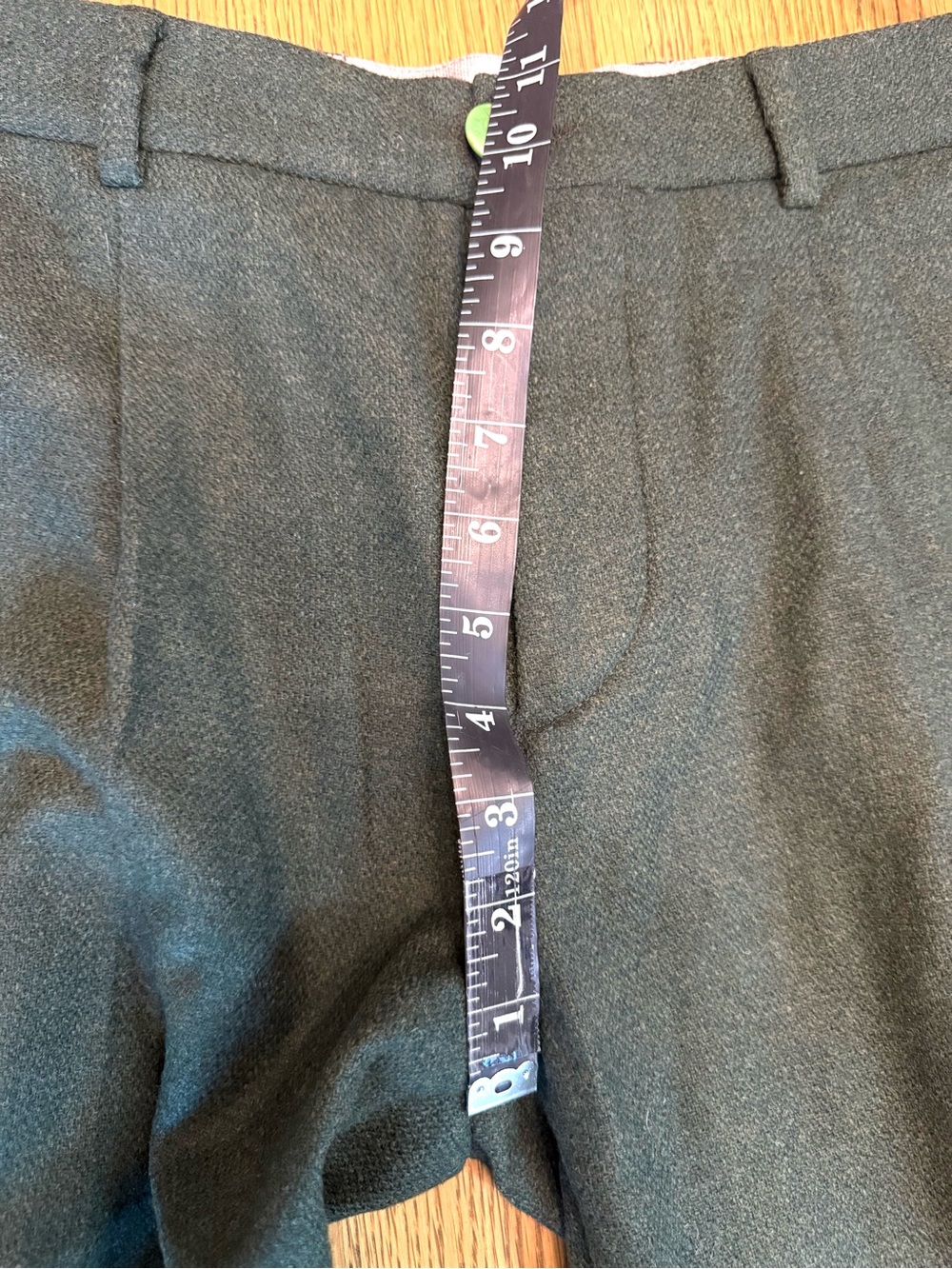 Manuel Ritz Wool Trousers Green Cropped Cuffed Colorful Button Fly Size 32 - Picture 3 of 12